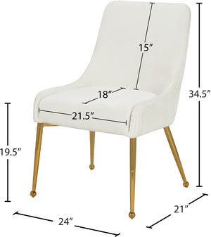 Ace Velvet / Engineered Wood / Foam Contemporary Cream Velvet Dining Chair - 24" W x 21" D x 34.5" H