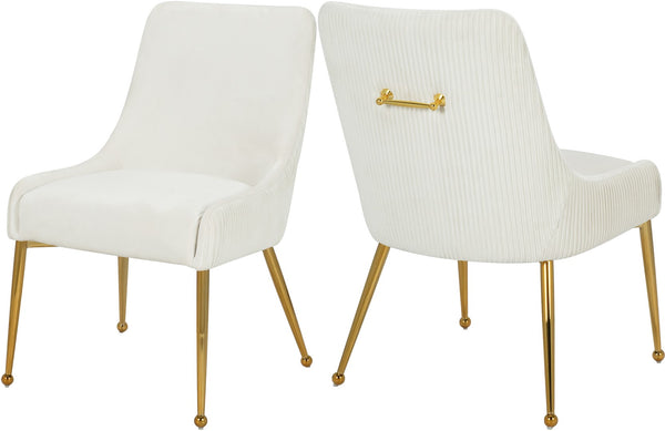 Ace Velvet / Engineered Wood / Foam Contemporary Cream Velvet Dining Chair - 24" W x 21" D x 34.5" H