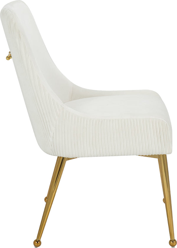 Ace Velvet / Engineered Wood / Foam Contemporary Cream Velvet Dining Chair - 24" W x 21" D x 34.5" H