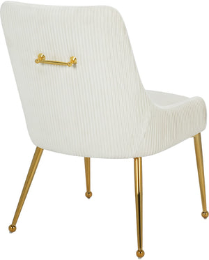 Ace Velvet / Engineered Wood / Foam Contemporary Cream Velvet Dining Chair - 24" W x 21" D x 34.5" H