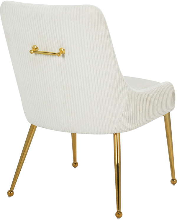 Ace Velvet / Engineered Wood / Foam Contemporary Cream Velvet Dining Chair - 24" W x 21" D x 34.5" H