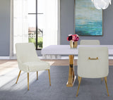 Ace Velvet / Engineered Wood / Foam Contemporary Cream Velvet Dining Chair - 24" W x 21" D x 34.5" H
