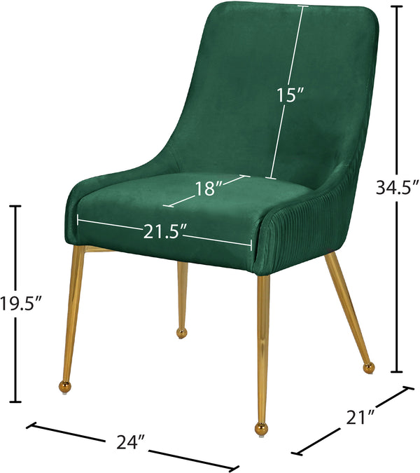Ace Velvet / Engineered Wood / Foam Contemporary Green Velvet Dining Chair - 24" W x 21" D x 34.5" H