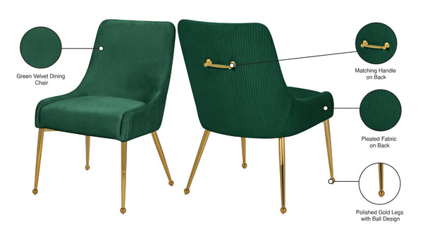 Ace Velvet / Engineered Wood / Foam Contemporary Green Velvet Dining Chair - 24" W x 21" D x 34.5" H