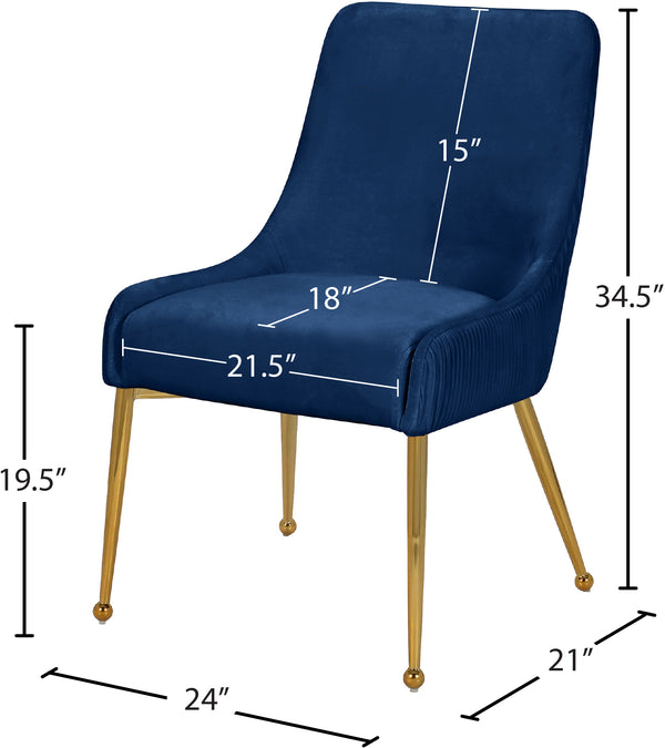 Ace Velvet / Engineered Wood / Foam Contemporary Navy Velvet Dining Chair - 24" W x 21" D x 34.5" H