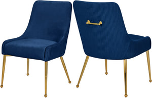 Ace Velvet / Engineered Wood / Foam Contemporary Navy Velvet Dining Chair - 24" W x 21" D x 34.5" H