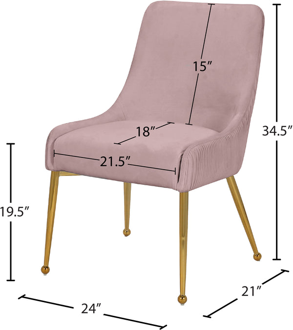 Ace Velvet / Engineered Wood / Foam Contemporary Pink Velvet Dining Chair - 24" W x 21" D x 34.5" H