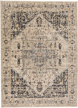 Grayson Modern Abstract Rug, Charcoal/Natural Tan, 7ft - 10in x 16in Area Rug