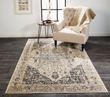 Grayson Modern Abstract Rug, Charcoal/Natural Tan, 7ft - 10in x 16in Area Rug