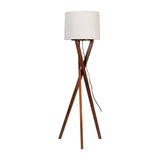 Sagebrook Home Contemporary Wood, 55"h Cylindrical Floor Lamp, Brown/off White 50732 Brown Mango Wood