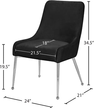 Ace Velvet / Engineered Wood / Metal / Foam Contemporary Black Velvet Dining Chair - 24" W x 21" D x 34.5" H