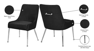 Ace Velvet / Engineered Wood / Metal / Foam Contemporary Black Velvet Dining Chair - 24" W x 21" D x 34.5" H