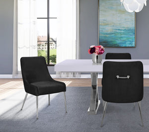 Ace Velvet / Engineered Wood / Metal / Foam Contemporary Black Velvet Dining Chair - 24" W x 21" D x 34.5" H