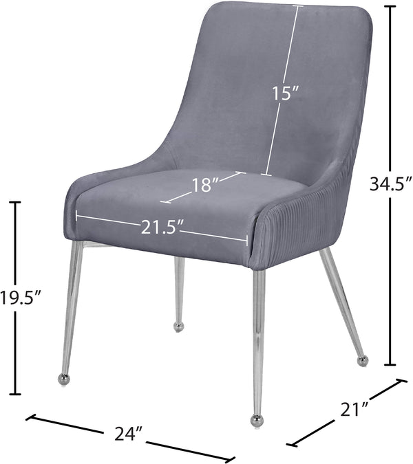 Ace Velvet / Engineered Wood / Metal / Foam Contemporary Grey Velvet Dining Chair - 24" W x 21" D x 34.5" H