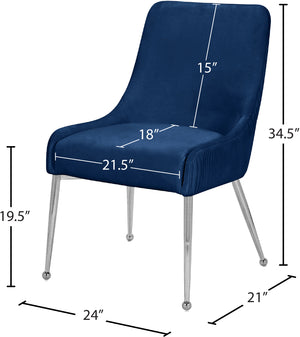 Ace Velvet / Engineered Wood / Metal / Foam Contemporary Navy Velvet Dining Chair - 24" W x 21" D x 34.5" H
