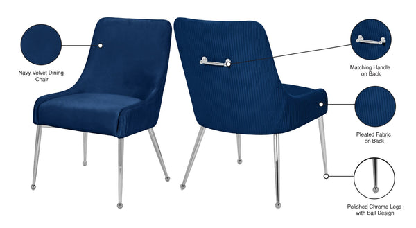 Ace Velvet / Engineered Wood / Metal / Foam Contemporary Navy Velvet Dining Chair - 24" W x 21" D x 34.5" H
