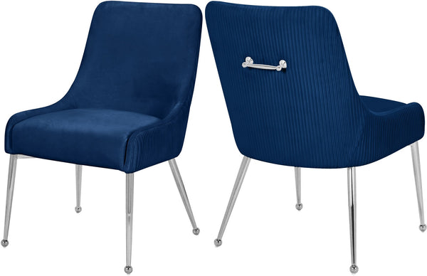 Ace Velvet / Engineered Wood / Metal / Foam Contemporary Navy Velvet Dining Chair - 24" W x 21" D x 34.5" H