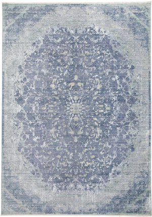 Cecily Luxury Distressed Medallion Area Rug, Country Blue/Gray, 7ft-10in x 10ft