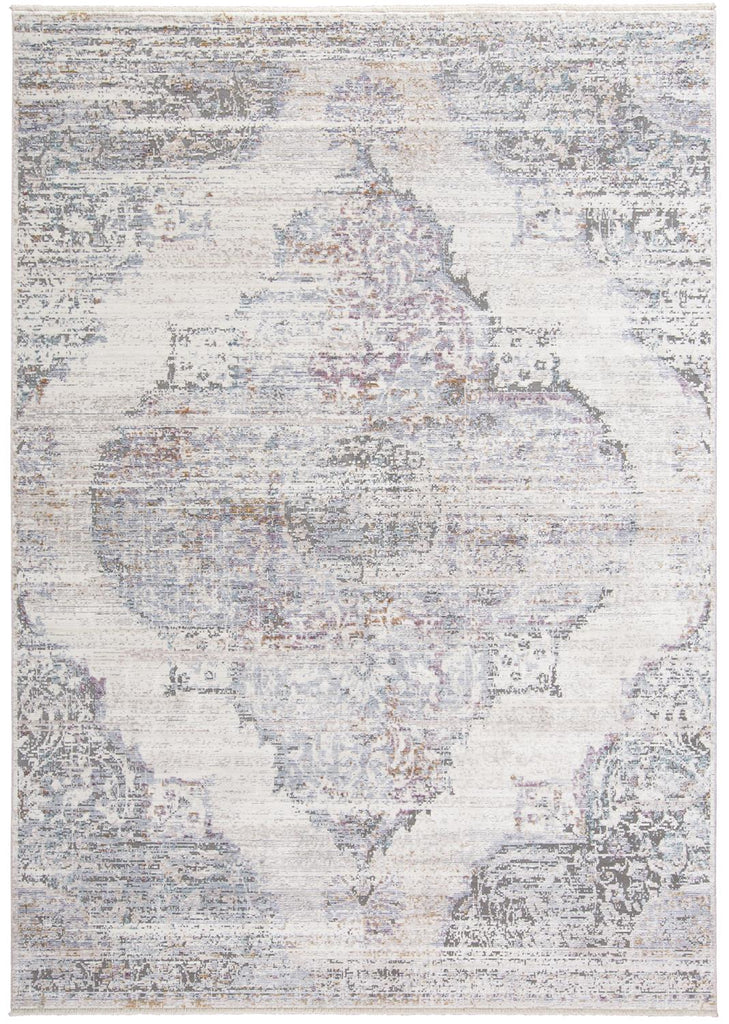Cecily Luxury Distressed Medallion Area Rug, Ivory/Light Blue, 7ft - 10in x 10ft