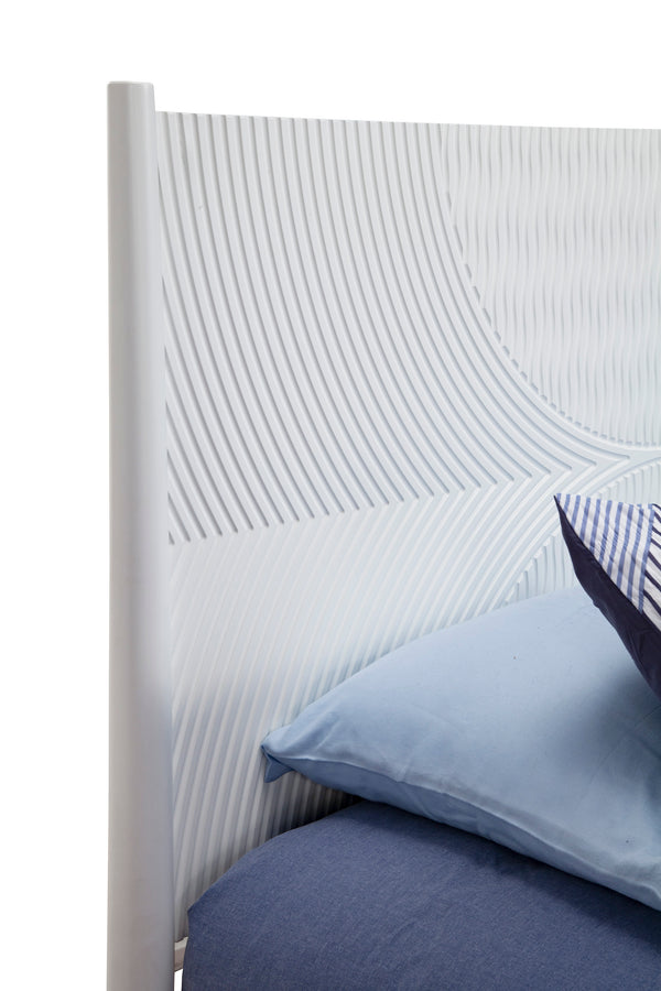 Alpine Furniture Tranquility Standard King Panel Bed, White 1867-07EK White Mahogany Solids & Veneer 80.5 x 86.5 x 52