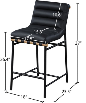 Burke Boucle Fabric / Faux Leather / Iron / Oak Veneer /  Foam Contemporary Black Faux Leather Counter Stool - 18" W x 23.5" D x 37" H