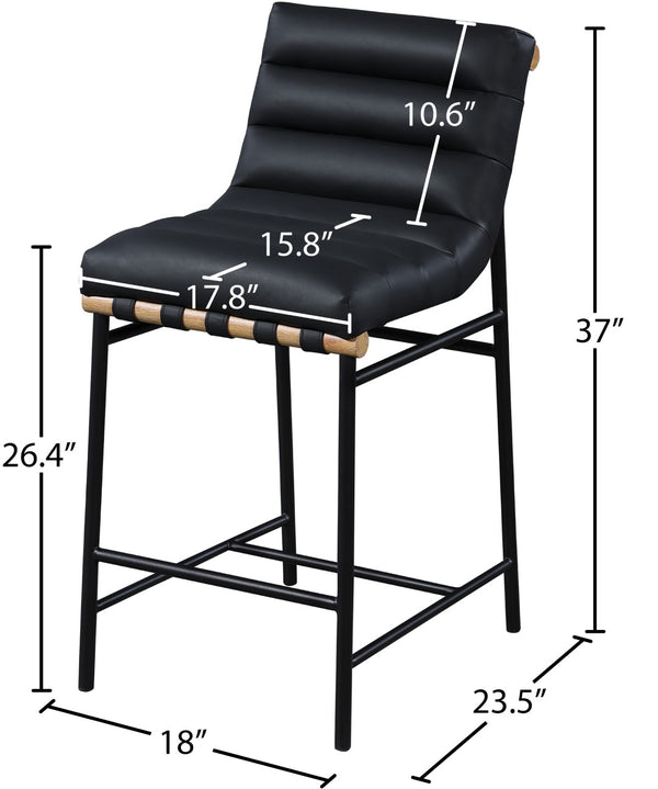 Burke Boucle Fabric / Faux Leather / Iron / Oak Veneer /  Foam Contemporary Black Faux Leather Counter Stool - 18" W x 23.5" D x 37" H