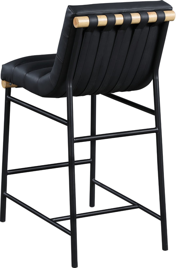 Burke Boucle Fabric / Faux Leather / Iron / Oak Veneer /  Foam Contemporary Black Faux Leather Counter Stool - 18" W x 23.5" D x 37" H
