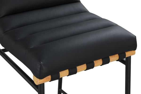 Burke Boucle Fabric / Faux Leather / Iron / Oak Veneer /  Foam Contemporary Black Faux Leather Counter Stool - 18" W x 23.5" D x 37" H