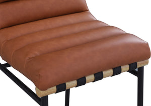 Burke Boucle Fabric / Faux Leather / Iron / Oak Veneer /  Foam Contemporary Cognac Faux Leather Counter Stool - 18" W x 23.5" D x 37" H