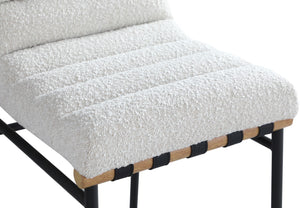 Burke Boucle Fabric / Faux Leather / Iron / Oak Veneer /  Foam Contemporary Cream Faux Leather Counter Stool - 18" W x 23.5" D x 37" H