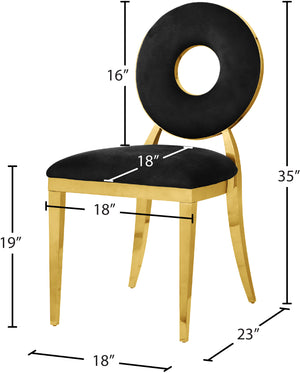 Carousel Velvet / Engineered Wood / Stainless Steel / Foam Contemporary Black Velvet Dining Chair - 18" W x 23.5" D x 35" H