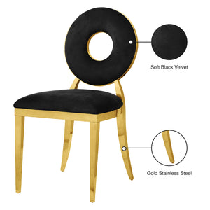 Carousel Velvet / Engineered Wood / Stainless Steel / Foam Contemporary Black Velvet Dining Chair - 18" W x 23.5" D x 35" H