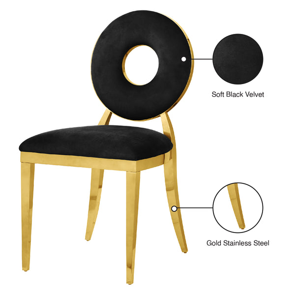 Carousel Velvet / Engineered Wood / Stainless Steel / Foam Contemporary Black Velvet Dining Chair - 18" W x 23.5" D x 35" H