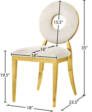 Carousel Velvet / Engineered Wood / Stainless Steel / Foam Contemporary Cream Velvet Dining Chair - 18" W x 23.5" D x 35" H