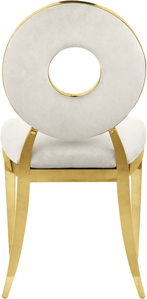 Carousel Velvet / Engineered Wood / Stainless Steel / Foam Contemporary Cream Velvet Dining Chair - 18" W x 23.5" D x 35" H