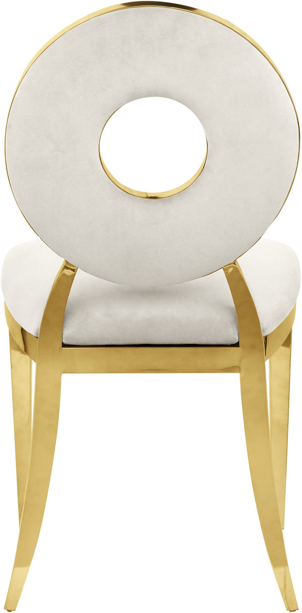 Carousel Velvet / Engineered Wood / Stainless Steel / Foam Contemporary Cream Velvet Dining Chair - 18" W x 23.5" D x 35" H