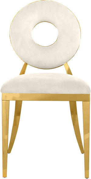 Carousel Velvet / Engineered Wood / Stainless Steel / Foam Contemporary Cream Velvet Dining Chair - 18" W x 23.5" D x 35" H