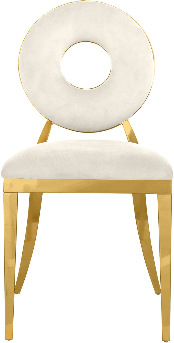 Carousel Velvet / Engineered Wood / Stainless Steel / Foam Contemporary Cream Velvet Dining Chair - 18" W x 23.5" D x 35" H
