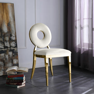 Carousel Velvet / Engineered Wood / Stainless Steel / Foam Contemporary Cream Velvet Dining Chair - 18" W x 23.5" D x 35" H