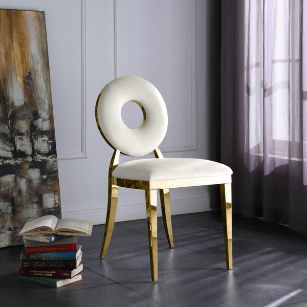 Carousel Velvet / Engineered Wood / Stainless Steel / Foam Contemporary Cream Velvet Dining Chair - 18" W x 23.5" D x 35" H