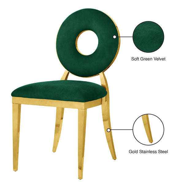 Carousel Velvet / Engineered Wood / Stainless Steel / Foam Contemporary Green Velvet Dining Chair - 18" W x 23.5" D x 35" H