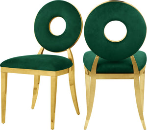 Carousel Velvet / Engineered Wood / Stainless Steel / Foam Contemporary Green Velvet Dining Chair - 18" W x 23.5" D x 35" H