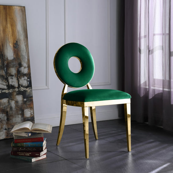 Carousel Velvet / Engineered Wood / Stainless Steel / Foam Contemporary Green Velvet Dining Chair - 18" W x 23.5" D x 35" H