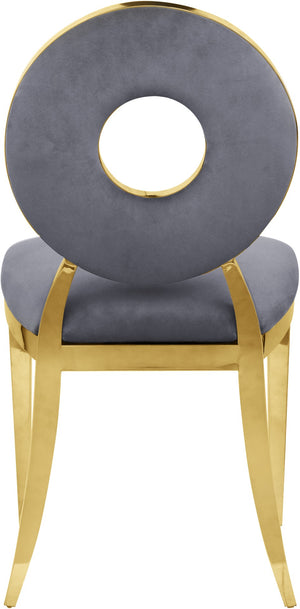 Carousel Velvet / Engineered Wood / Stainless Steel / Foam Contemporary Grey Velvet Dining Chair - 18" W x 23.5" D x 35" H