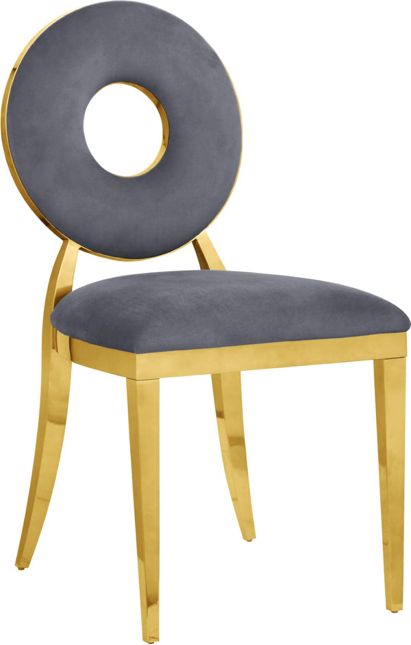 Carousel Velvet / Engineered Wood / Stainless Steel / Foam Contemporary Grey Velvet Dining Chair - 18" W x 23.5" D x 35" H