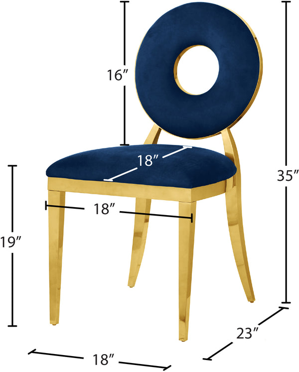 Carousel Velvet / Engineered Wood / Stainless Steel / Foam Contemporary Navy Velvet Dining Chair - 18" W x 23.5" D x 35" H