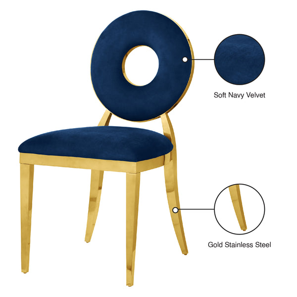 Carousel Velvet / Engineered Wood / Stainless Steel / Foam Contemporary Navy Velvet Dining Chair - 18" W x 23.5" D x 35" H
