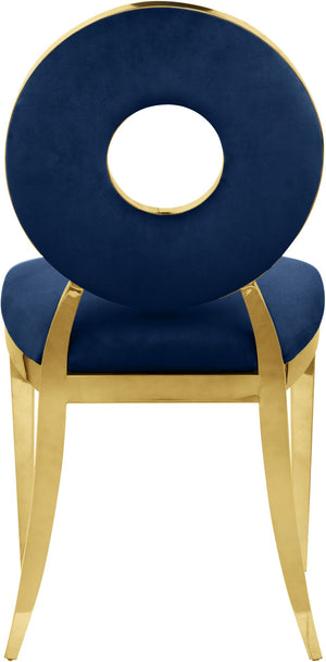 Carousel Velvet / Engineered Wood / Stainless Steel / Foam Contemporary Navy Velvet Dining Chair - 18" W x 23.5" D x 35" H