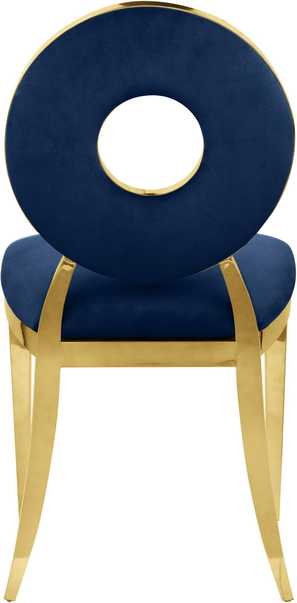 Carousel Velvet / Engineered Wood / Stainless Steel / Foam Contemporary Navy Velvet Dining Chair - 18" W x 23.5" D x 35" H