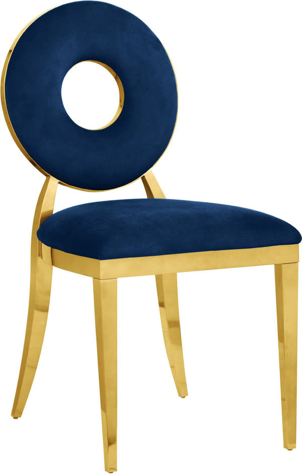 Carousel Velvet / Engineered Wood / Stainless Steel / Foam Contemporary Navy Velvet Dining Chair - 18" W x 23.5" D x 35" H